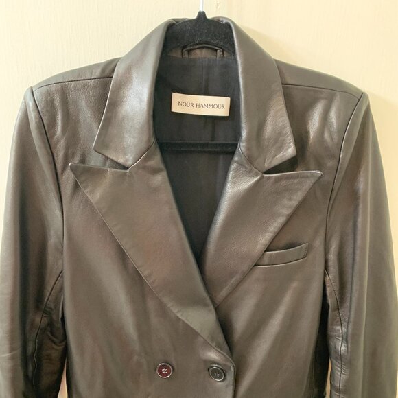 $1800 Nour Hammour Misha Leather Trench Coat Sz.34 - Picture 10 of 15